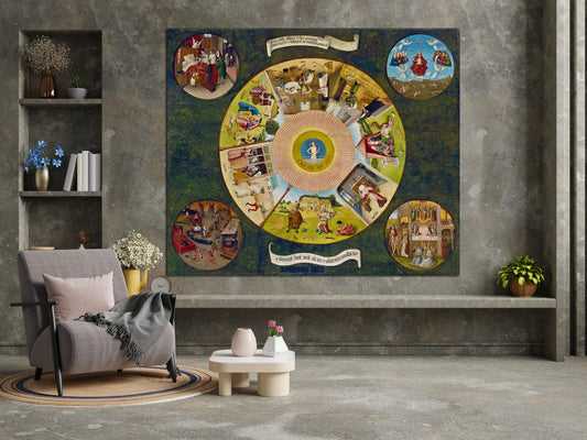 Hieronymus Bosch The Seven Deadly Sins and the Four Last Things Art Reproduction Canvas Print Classic Vintage Art Christmas gift