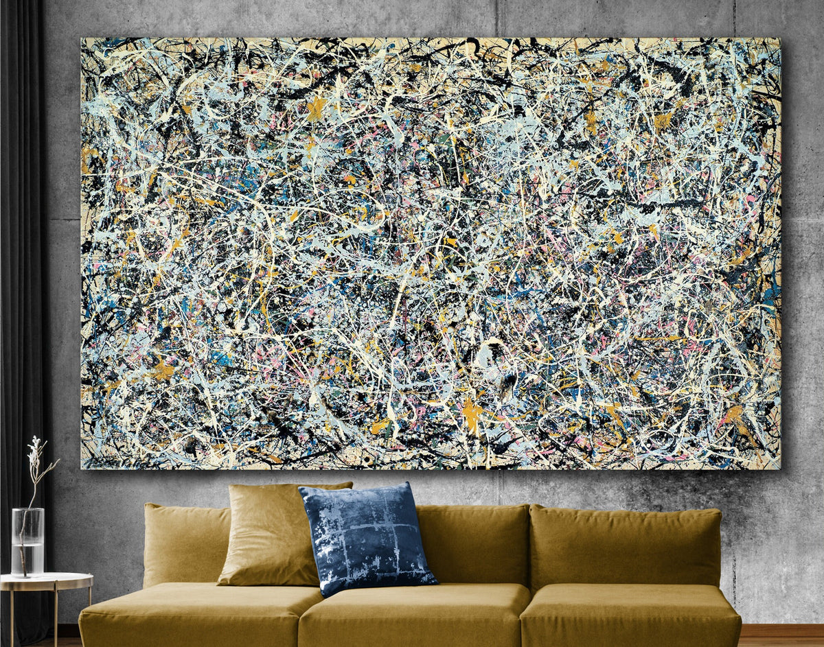 Jackson Pollock Number 1 Print Canvas Bright Colorful Living Room Extra Large Abstract Wall Art Decor Ready to Hang Best Housewarming Gift
