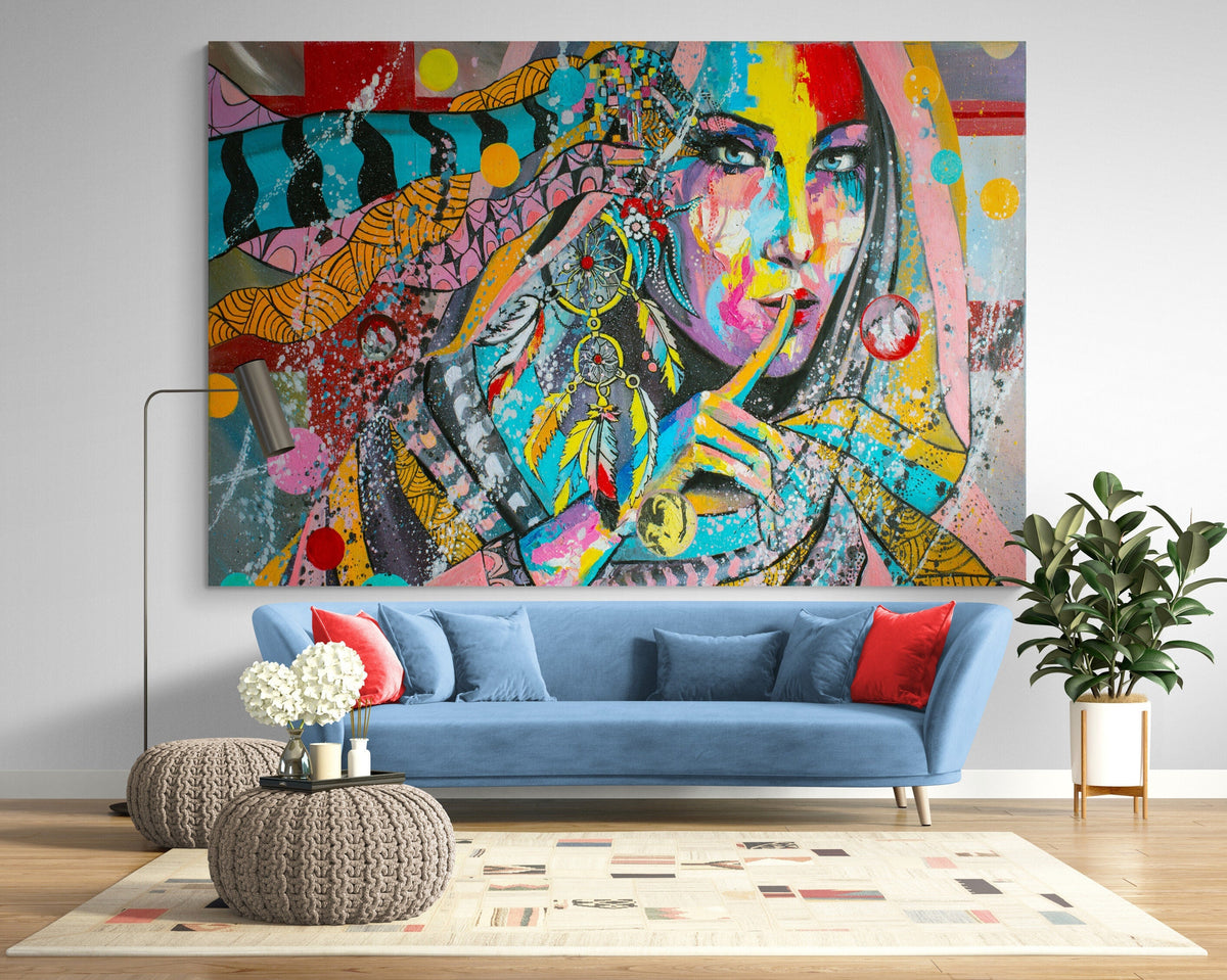 Colorful Graffiti Art Canvas Print, Modern Urban Wall Decor
