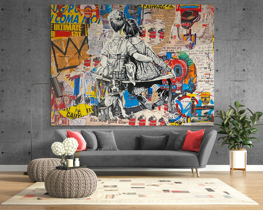 Mr. Brainwash "Work Well Together" Graffiti Painting - Extra Large Pop Art Canvas