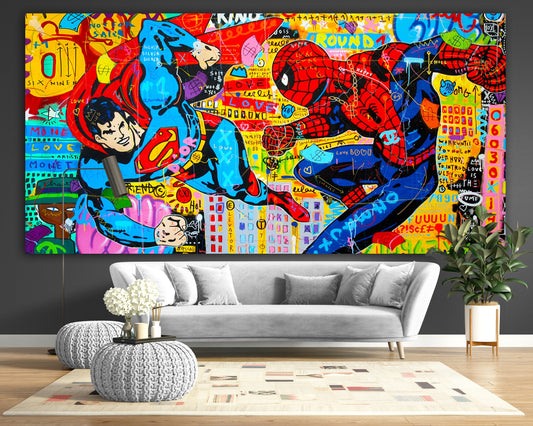 Superhero Graffiti Canvas Art – Urban Kids Room Decor