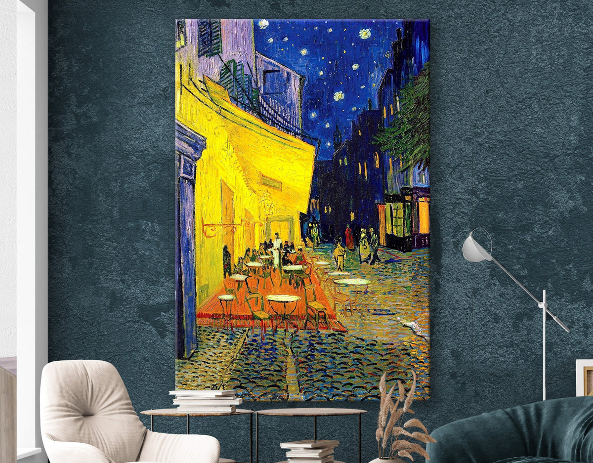 Vincent van Gogh Café Terrace at Night 1888 Print on Canvas Museum Quality Bright Colorful Living room Wall Decor Ready to Hang Wedding Gift