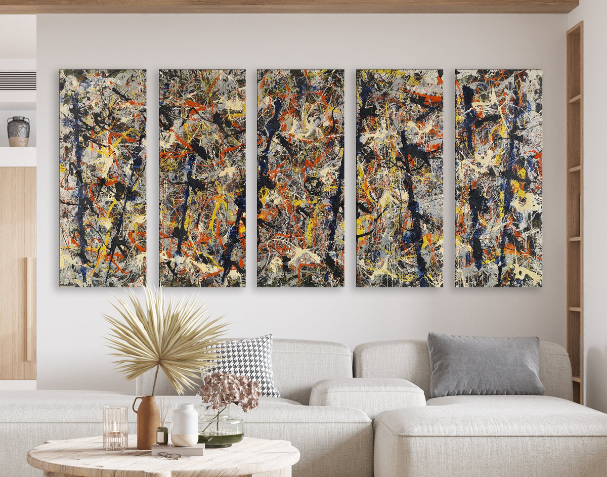 Jackson Pollock Blue Poles (No. 11) Print on Canvas Abstract Famous  Bright Modern Living Room Wall Decor Ready to Hang Trendy Art Gift
