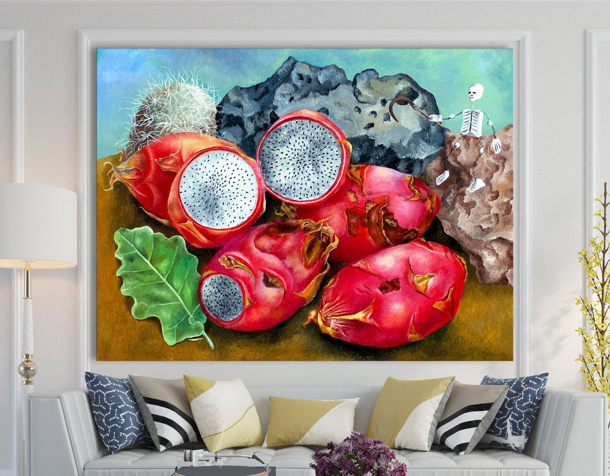 Frida Kahlo Pitahayas Print Canvas Bright Reproduction Colorful Still Life Mexican Art Kitchen Wall Decor Ready to Hang Mother's day gift