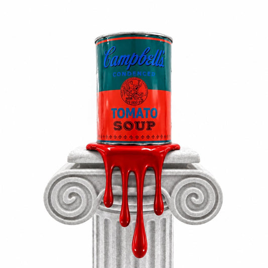 Brainwaing Tomato Soup Graffiti Paint can Sculpture with Plastic Splash for shelf Urban Wall Decor or Plant pot Christmas Gift for Him