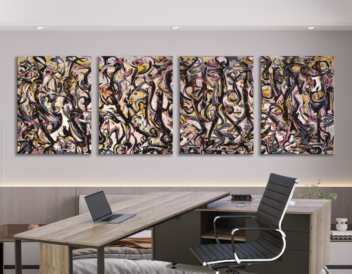 Jackson Pollock Mural Canvas Print Abstractionism Bright Colorful Living Room Modern Wall Decor Ready to Hang Best Friend Art Gift