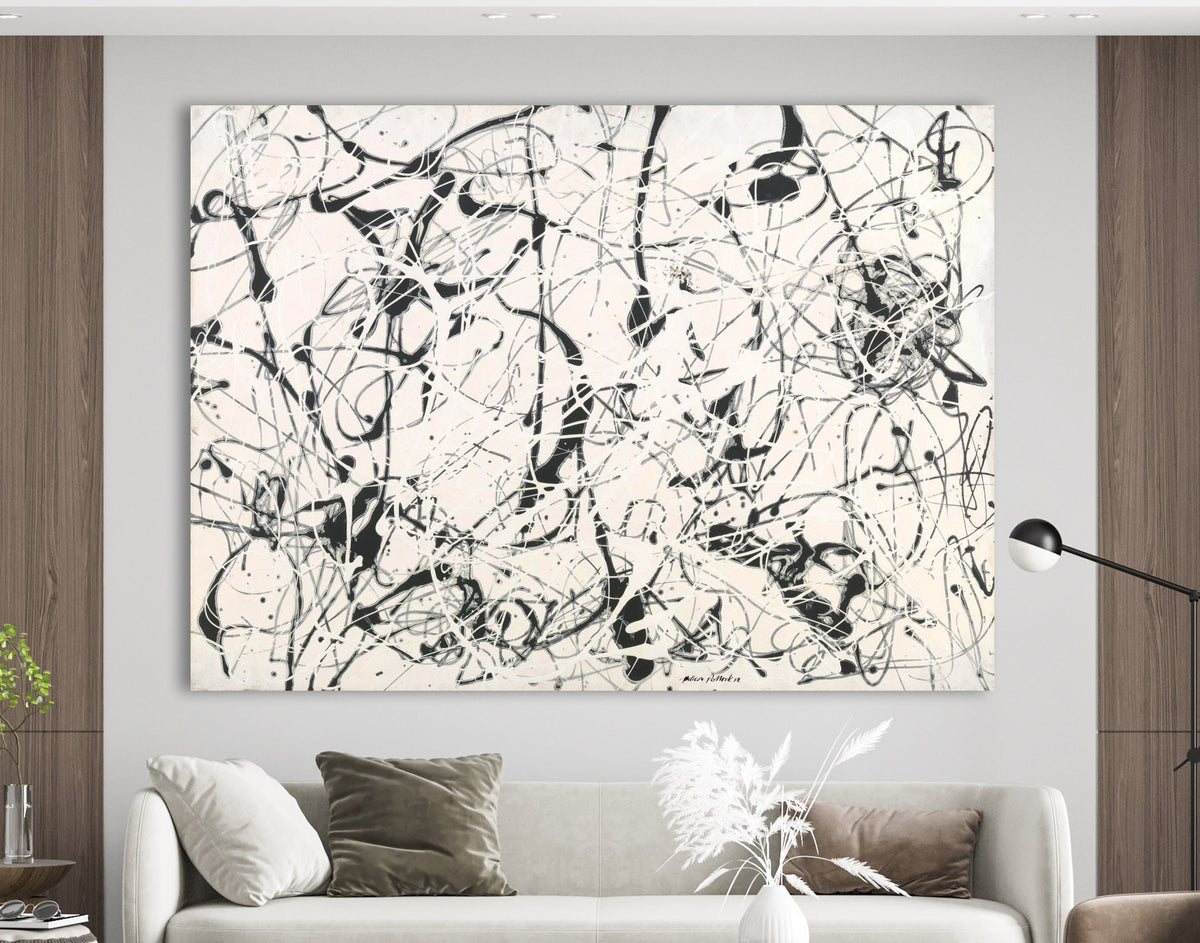 Jackson Pollock 23  Print Canvas Black and White Living Room Extra Large Wall Decor Ready to Hang Abstract Art Best Mothers Day Gift