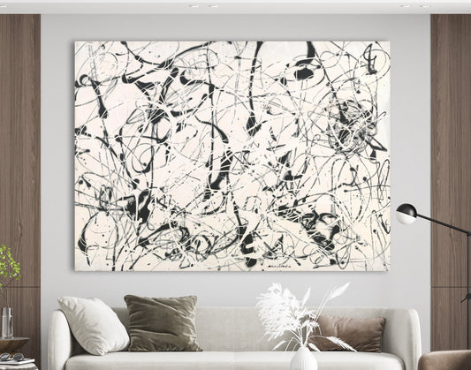 Jackson Pollock 23  Print Canvas Black and White Living Room Extra Large Wall Decor Ready to Hang Abstract Art Best Mothers Day Gift