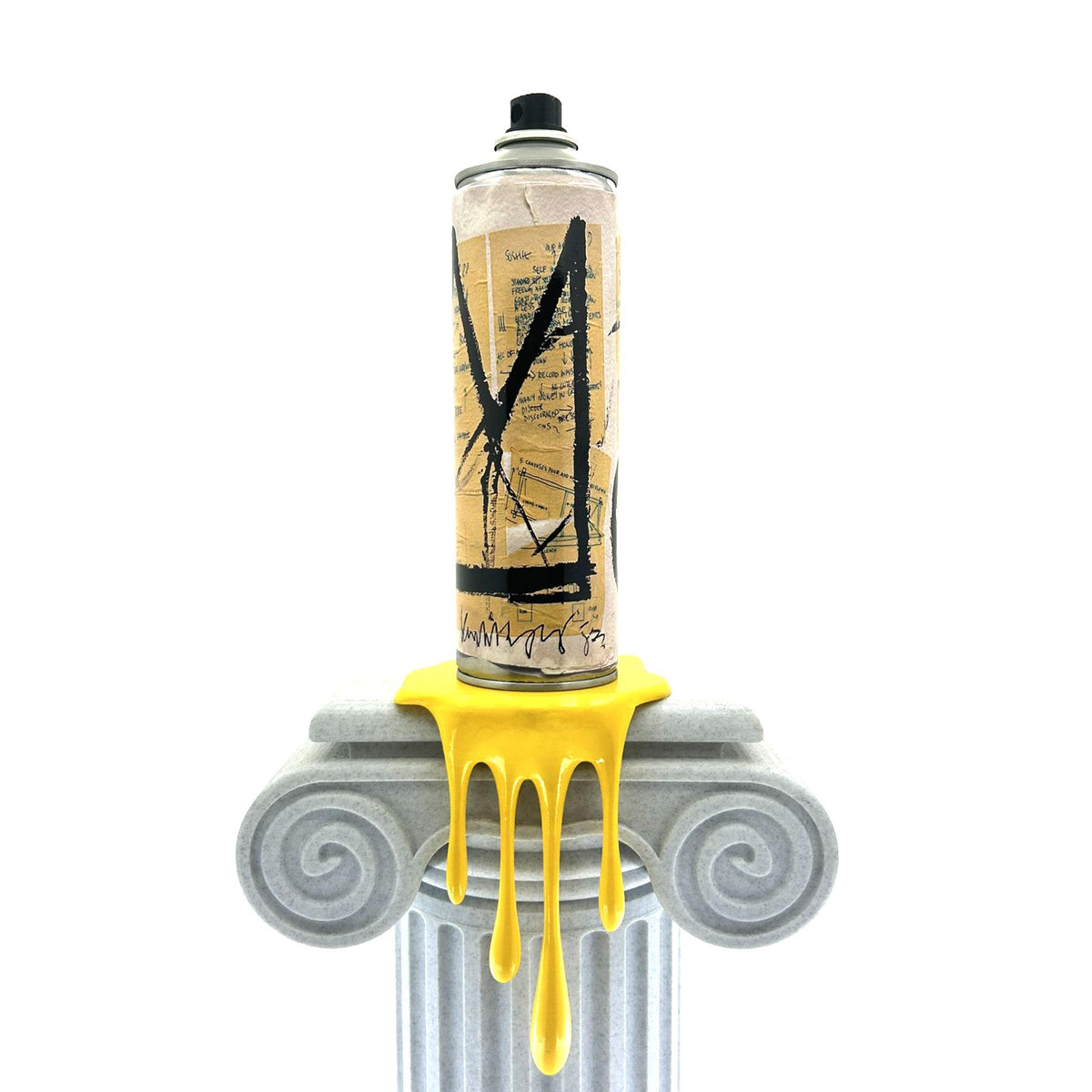 Basquiat Crown Graffiti Spray Paint Can Decor Sculpture with Color Paint Drip