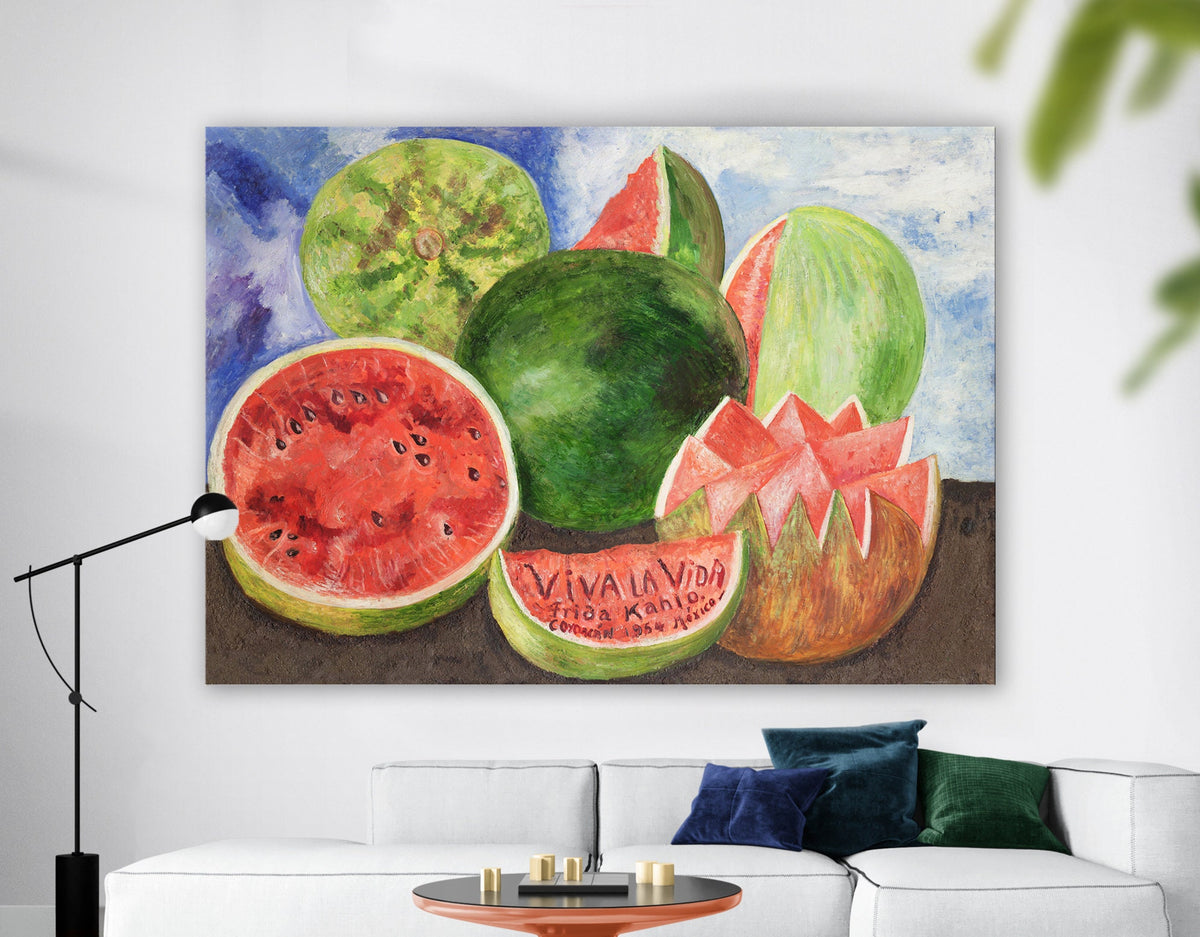 Frida Kahlo Viva la Vida Watermelons Print Canvas Bright Colorful Living room Kitchen Wall Decor Ready to Hang Trendy Art Mothers day gift