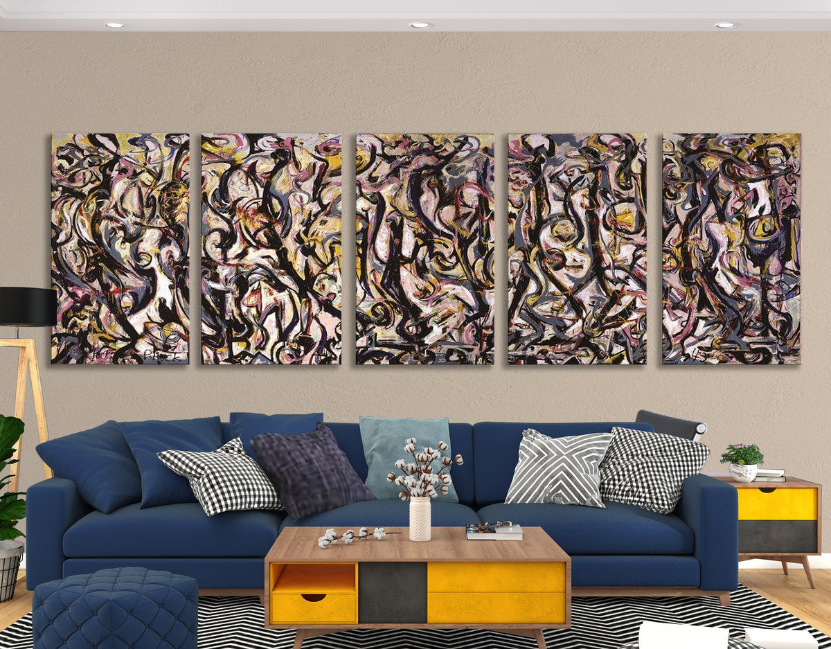 Jackson Pollock Mural Canvas Print Abstractionism Bright Colorful Living Room Modern Wall Decor Ready to Hang Best Friend Art Gift