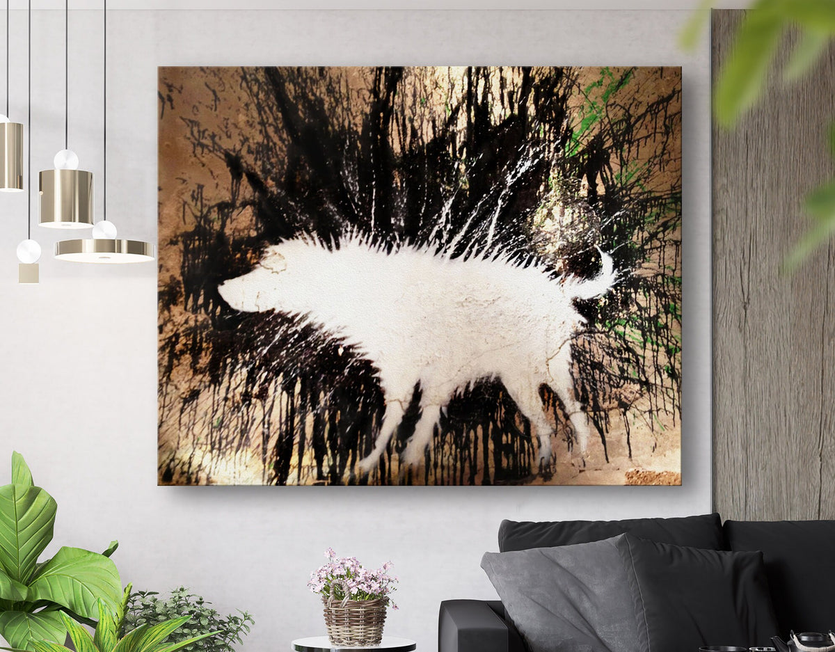 Banksy Wet Dog Print on Canvas Print Bright Colorful Urban Graffiti Street Art Living Room Wall Decor Ready to Hang Best Friend Gift