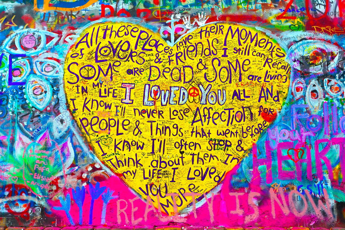 Love Heart Graffiti Art Canvas Print, Modern Urban Wall Decor