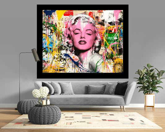 Monroe Icon Graffiti Art Canvas Print, Pop Street Art Decor