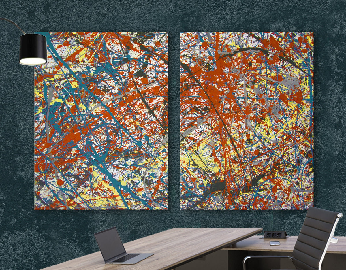 Jackson Pollock Untitled Print Canvas Bright Colorful Living Room Extra Large Wall Decor Ready to Hang Abstract Art Best Housewarming Gift