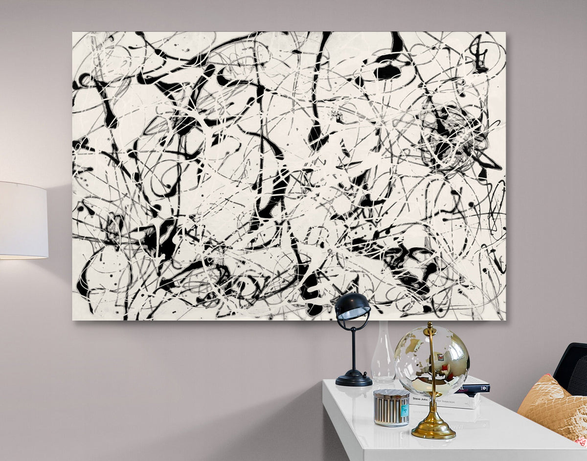Jackson Pollock 23  Print Canvas Black and White Living Room Extra Large Wall Decor Ready to Hang Abstract Art Best Mothers Day Gift