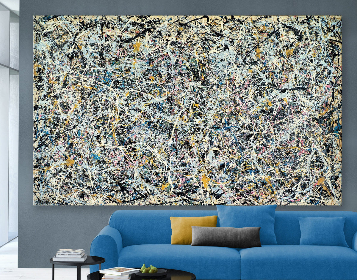 Jackson Pollock Number 1 Print Canvas Bright Colorful Living Room Extra Large Abstract Wall Art Decor Ready to Hang Best Housewarming Gift