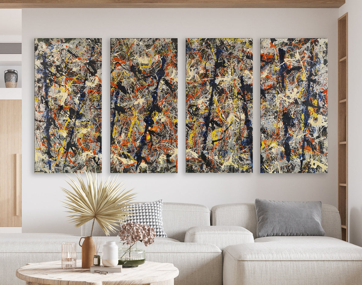 Jackson Pollock Blue Poles (No. 11) Print on Canvas Abstract Famous  Bright Modern Living Room Wall Decor Ready to Hang Trendy Art Gift