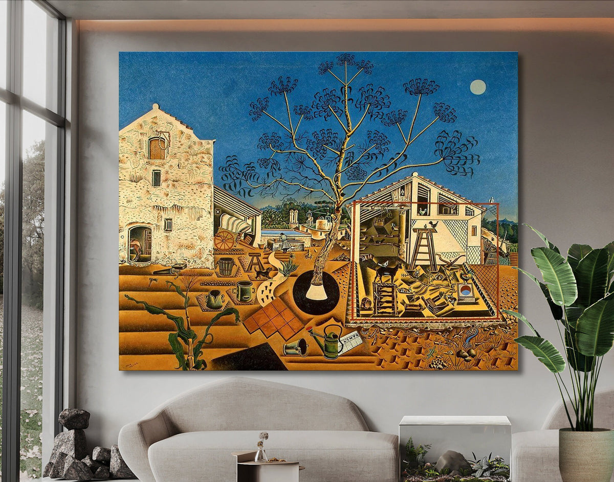 Joan Miro the Farm Print on Canvas Bright Colorful Living Room Wall Decor Ready to Hang Modern Trendy Art Gift