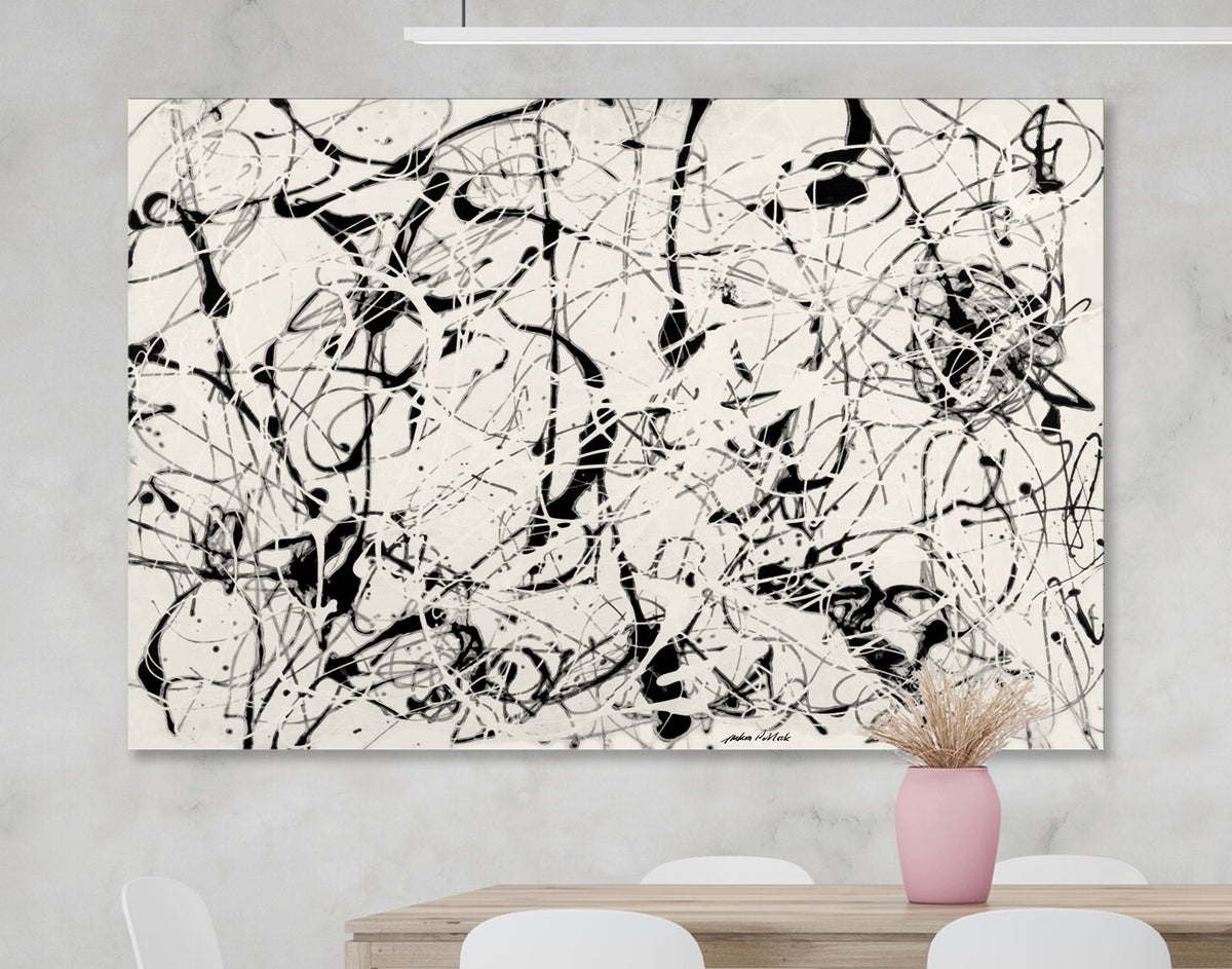 Jackson Pollock 23  Print Canvas Black and White Living Room Extra Large Wall Decor Ready to Hang Abstract Art Best Mothers Day Gift