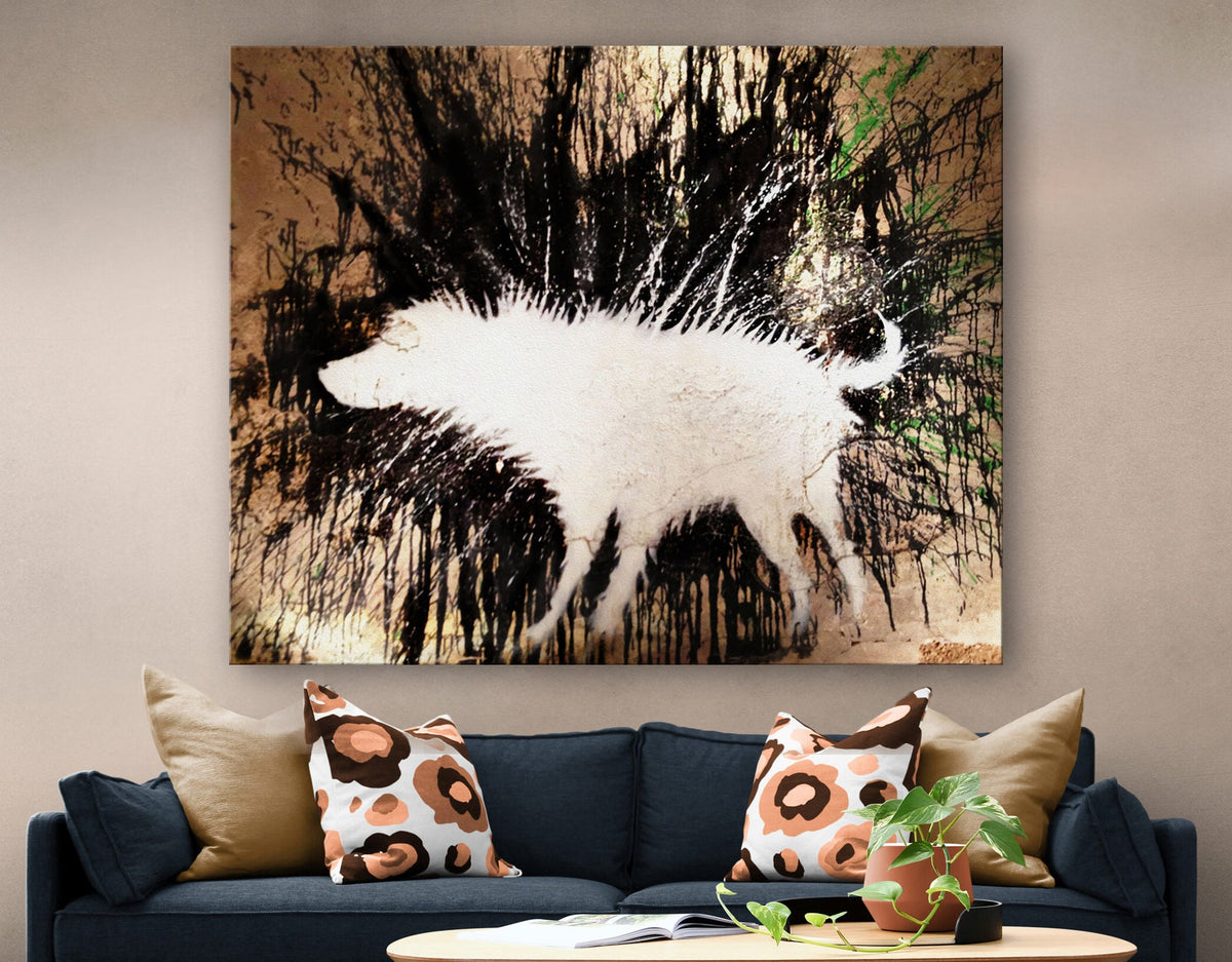Banksy Wet Dog Print on Canvas Print Bright Colorful Urban Graffiti Street Art Living Room Wall Decor Ready to Hang Best Friend Gift