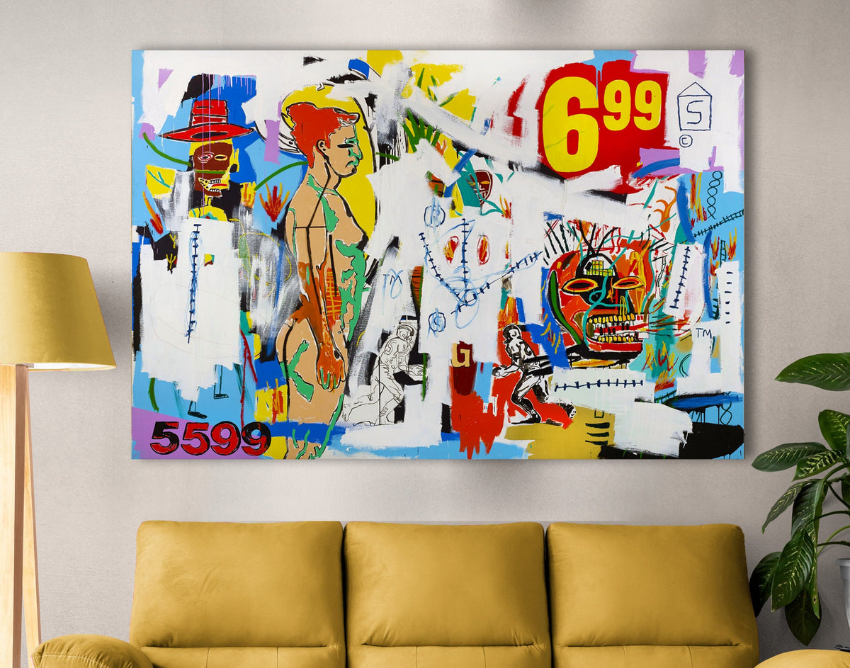Reproduction 6.99 Bright Stretched Canvas Print Graffiti Living Room Wall Art Decor Expressionism Ready to Hang Print Teenage Christmas Gift
