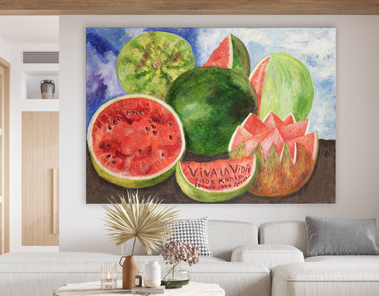 Frida Kahlo Viva la Vida Watermelons Print Canvas Bright Colorful Living room Kitchen Wall Decor Ready to Hang Trendy Art Mothers day gift