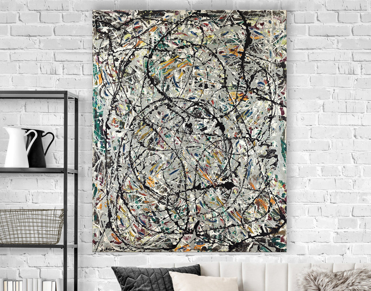 Pollock Watery Paths (Sentieri Ondulati) Abstract Famous Print on Canvas Bright Colorful Modern Living Room Wall Decor Ready to Hang Print