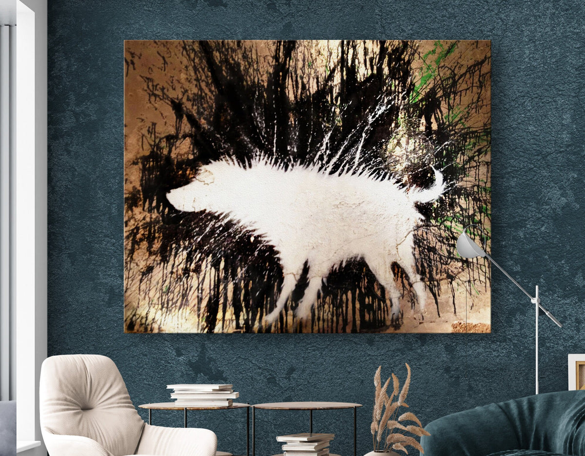 Banksy Wet Dog Print on Canvas Print Bright Colorful Urban Graffiti Street Art Living Room Wall Decor Ready to Hang Best Friend Gift
