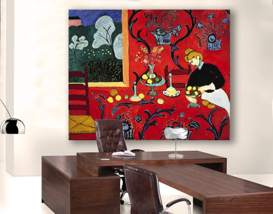 Henri Matisse The Dessert (Harmony in Red 1908) Print on Canvas Bright Colorful Living Room Wall Decor Ready to Hang Print