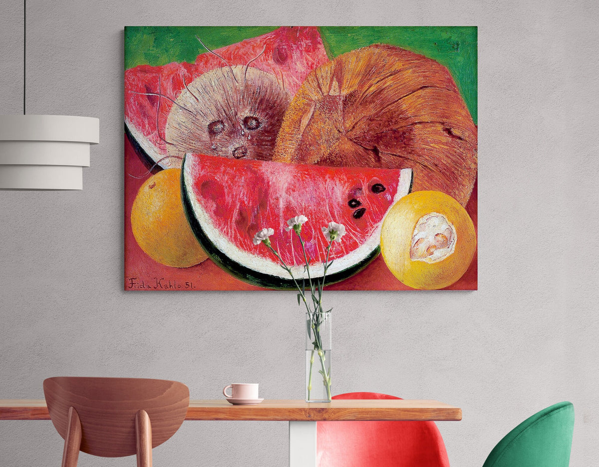 Frida Kahlo Coconuts Print Canvas Bright Reproduction Colorful Still Life Mexican Art Kitchen Wall Decor Ready to Hang Mother's day gift