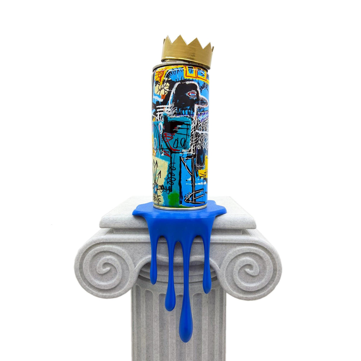 Basquiat Bird on money wtih crown neo expressionism Graffiti Torn Spraycan Sculpture with Color Plastic Drop of paint