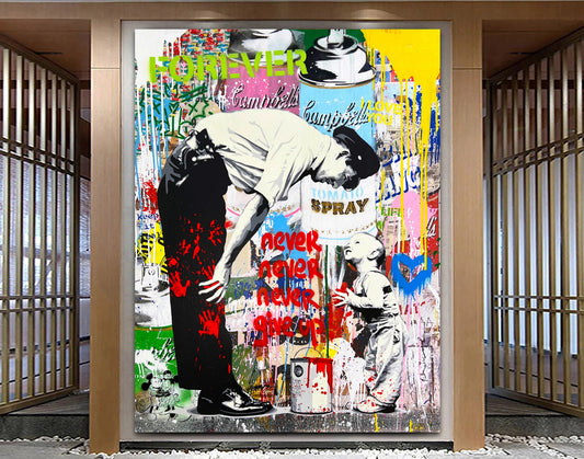 Not guilty Stretched Extra large Canvas Print Urban Modern Colorful Graffiti Art Wall Gym Design Sport Teenage Christmas Gift for Him