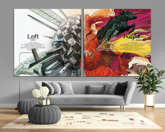Left Brain Right Brain Graffiti Art Print, Urban Canvas Decor