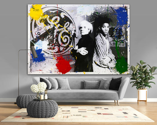 Warhol and Basquiat Graffiti Canvas Print, Modern Urban Wall Art