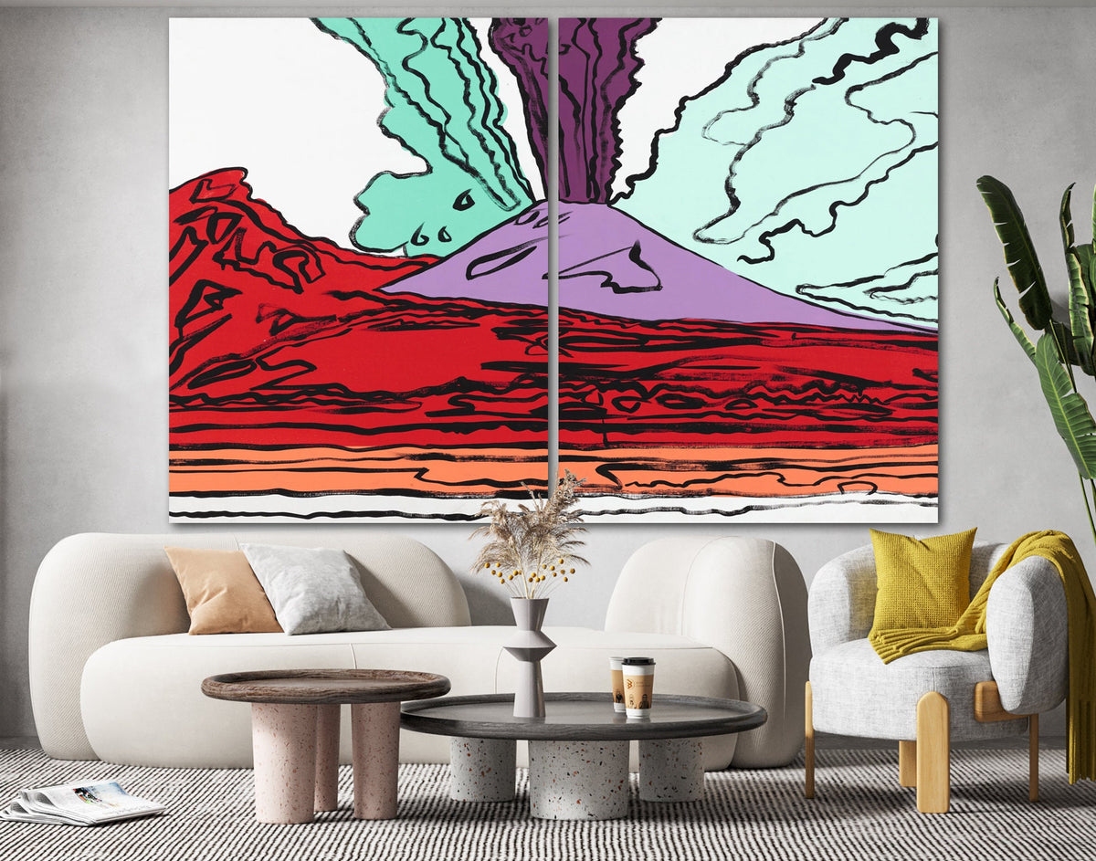 Andy Warhol Vesuvius Colorful Bright Canvas Print Living Room Extra Large Abstract Wall Art Decor Ready to Hang Best Housewarming Gift