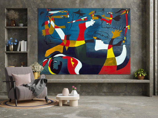 Joan Miro Hirondelle Amour Surrealism Canvas Reproduction Print Colorful Wall Art Kid's Room Decor Trendy Art Christmas gift