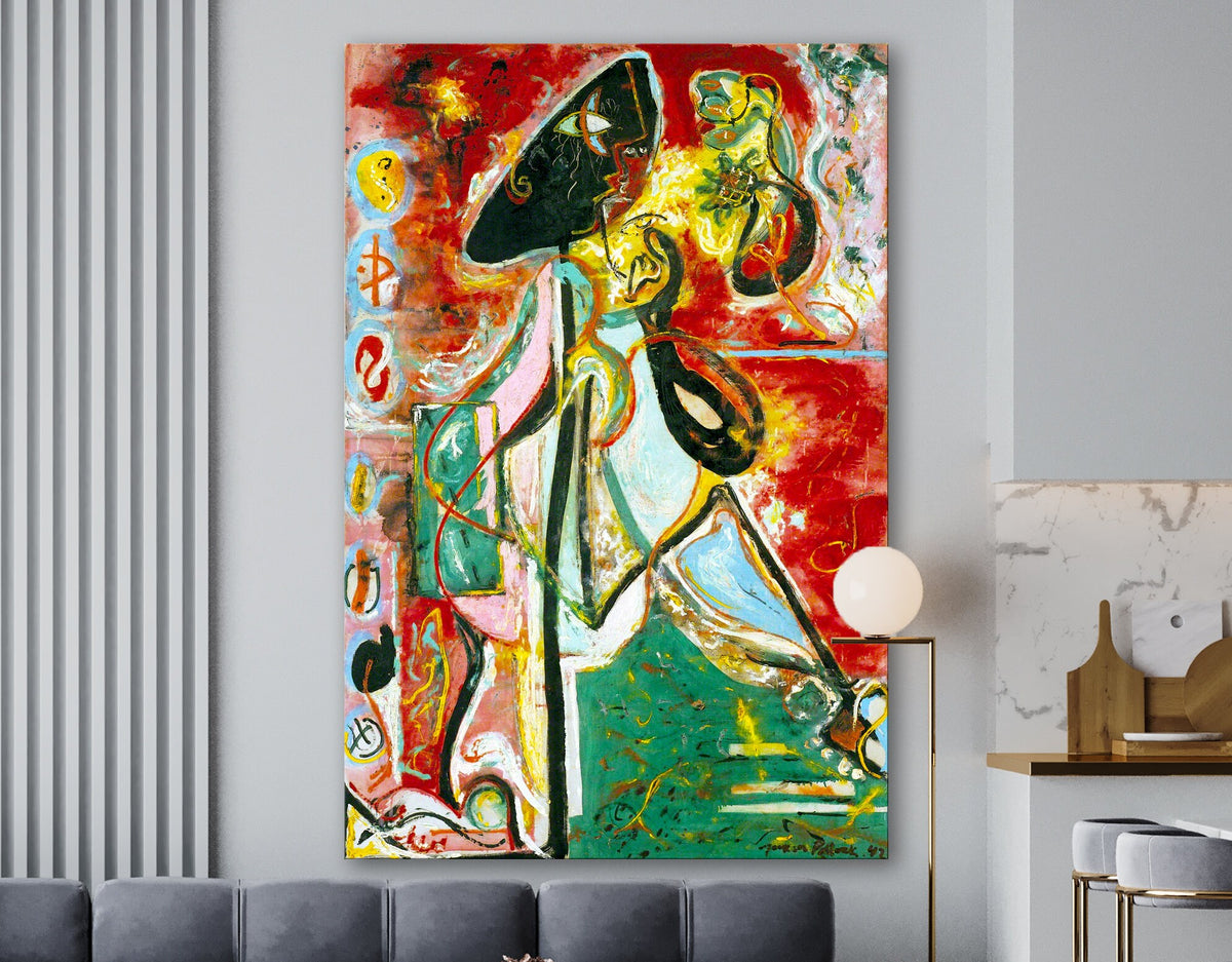 Jackson Pollock The Moon Woman Print Canvas Colorful Living Room Extra Large Wall Decor Ready to Hang Abstract Art Best Housewarming Gift