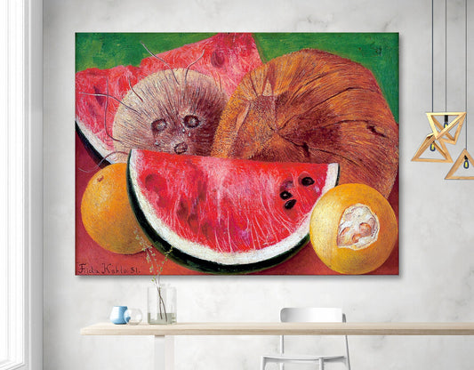 Frida Kahlo Coconuts Print Canvas Bright Reproduction Colorful Still Life Mexican Art Kitchen Wall Decor Ready to Hang Mother's day gift