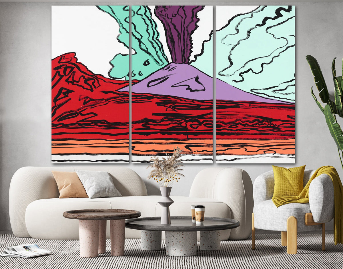 Andy Warhol Vesuvius Colorful Bright Canvas Print Living Room Extra Large Abstract Wall Art Decor Ready to Hang Best Housewarming Gift