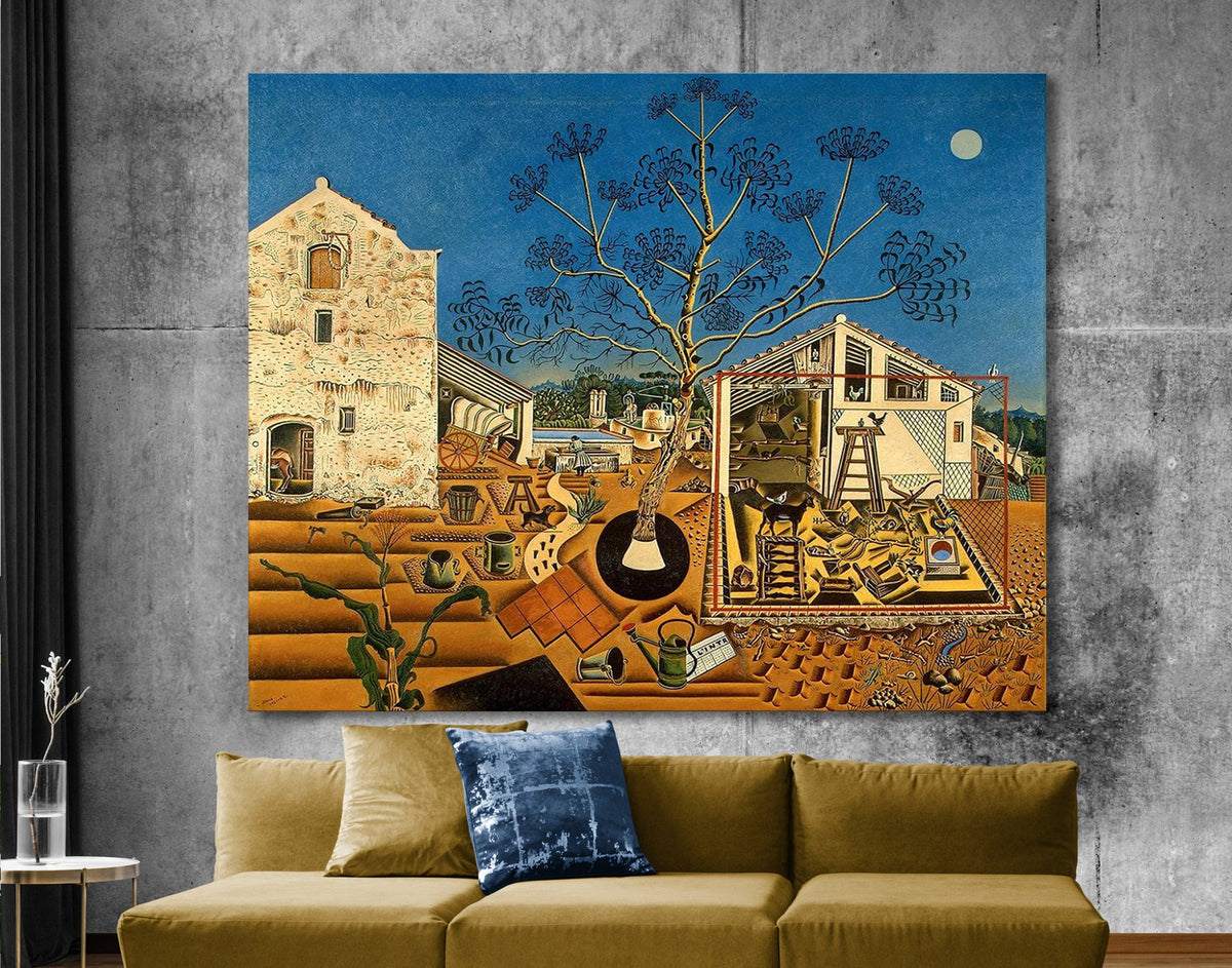 Joan Miro the Farm Print on Canvas Bright Colorful Living Room Wall Decor Ready to Hang Modern Trendy Art Gift
