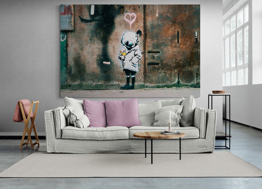 Mr Brainwash Girl and Bird Graffiti Art Print – Large Street Art Canvas