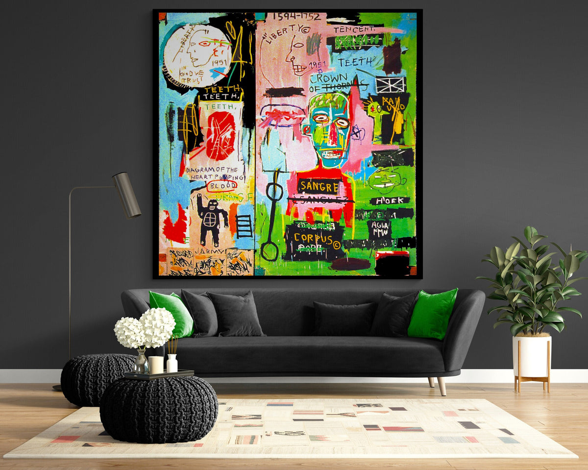In italian Black canvas  print  Wall Art Decor Modern Graffiti Ready to hang Large Living room painting in Urban style Contemporary painting