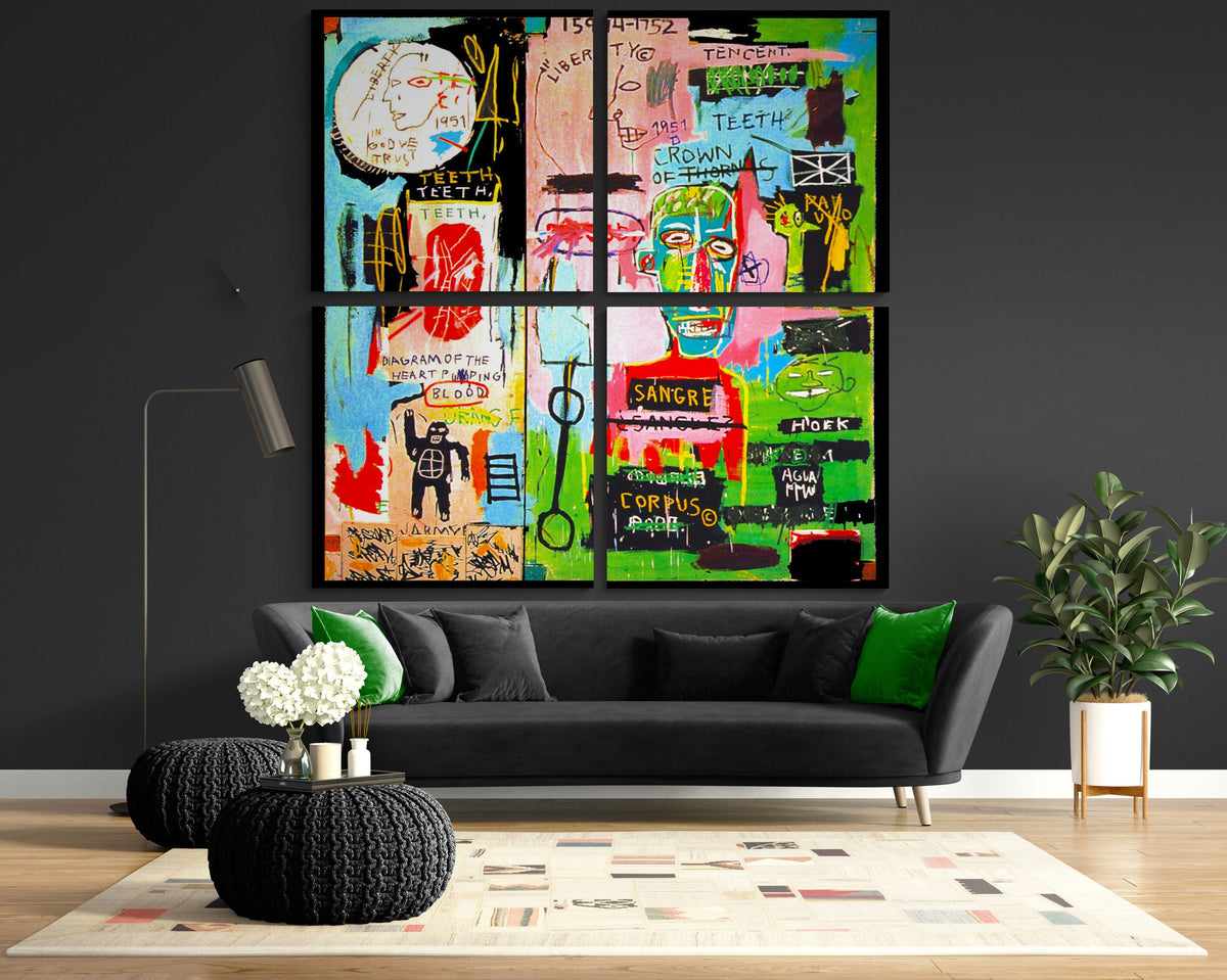 In italian Black canvas  print  Wall Art Decor Modern Graffiti Ready to hang Large Living room painting in Urban style Contemporary painting