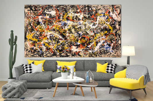 Jackson Pollock Convergence Canvas Print Abstractionism Bright Colorful Living Room Wall Decor Ready to Hang Best Friend Christmas Art Gift
