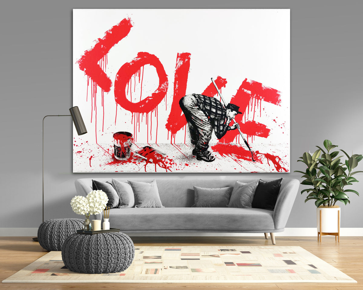 Large "Love" Graffiti Painting, Bright Street Art Canvas Print