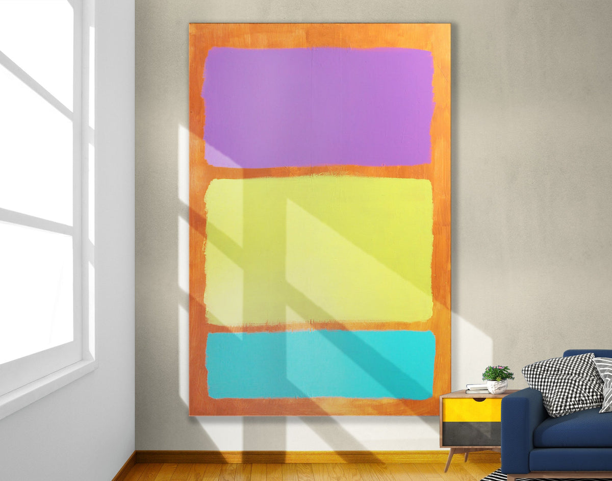 Berry Yellow Mint Rothko Style Print on Canvas Bright Colorful Living Room Wall Decor Ready to Hang Print Wedding Gift Mother's Day Gift