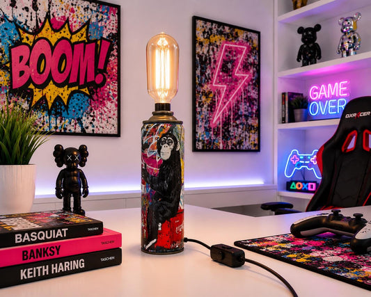 Funky Monkey Graffiti Torn Spraycan with Edison Lamp