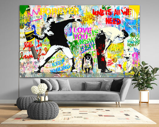 Mr. Brainwash "Love is" Graffiti Canvas Print - Extra Large Street Art