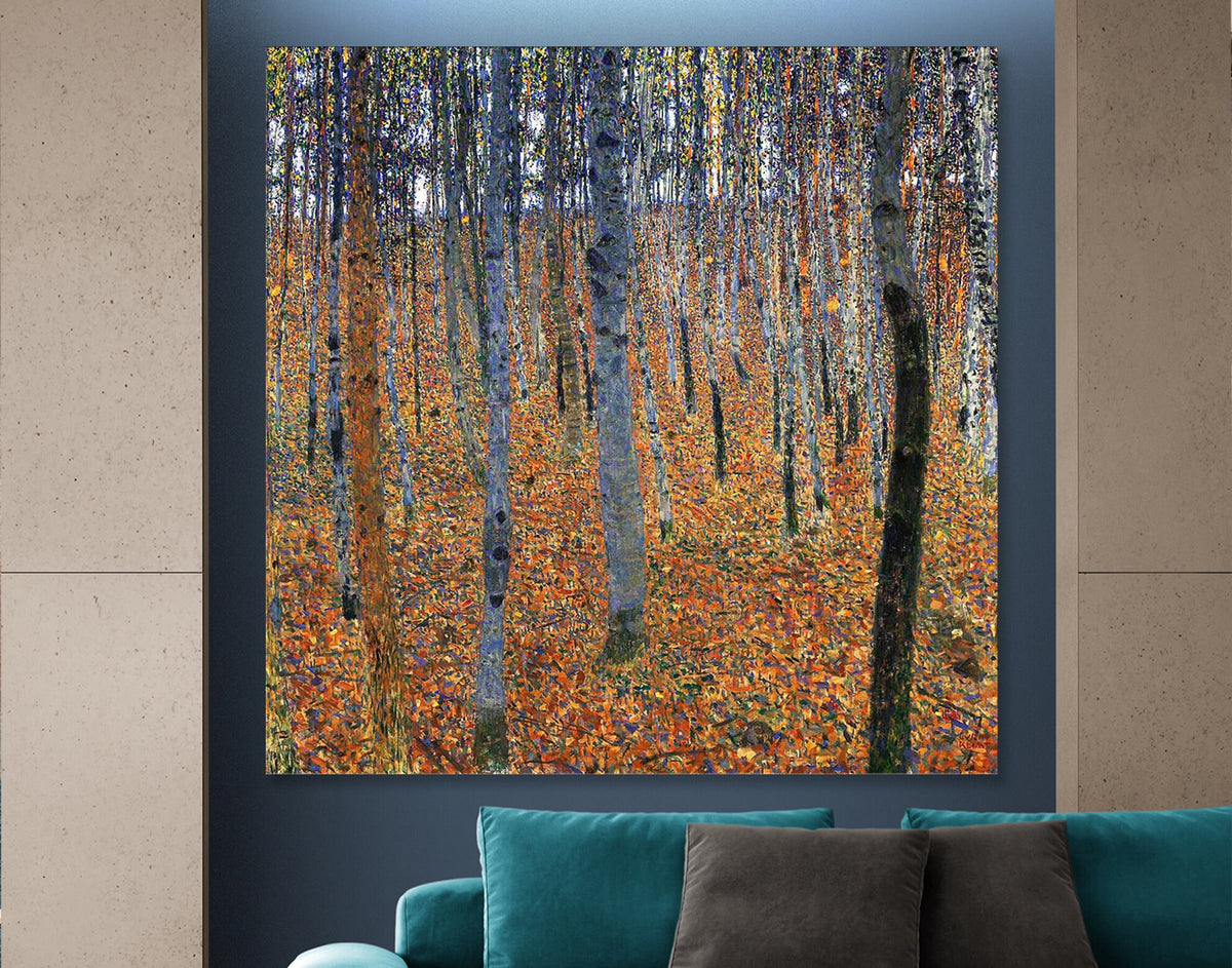 Gustav Klimt Beech Grove I Print Canvas Famous Bright Colorful Modern Living Room Decor Expensive Wall Art Ready to Hang Mothers Day Gift